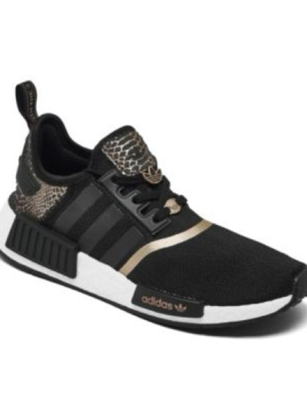 adidas Black Knit Sneaker with Gold Accents